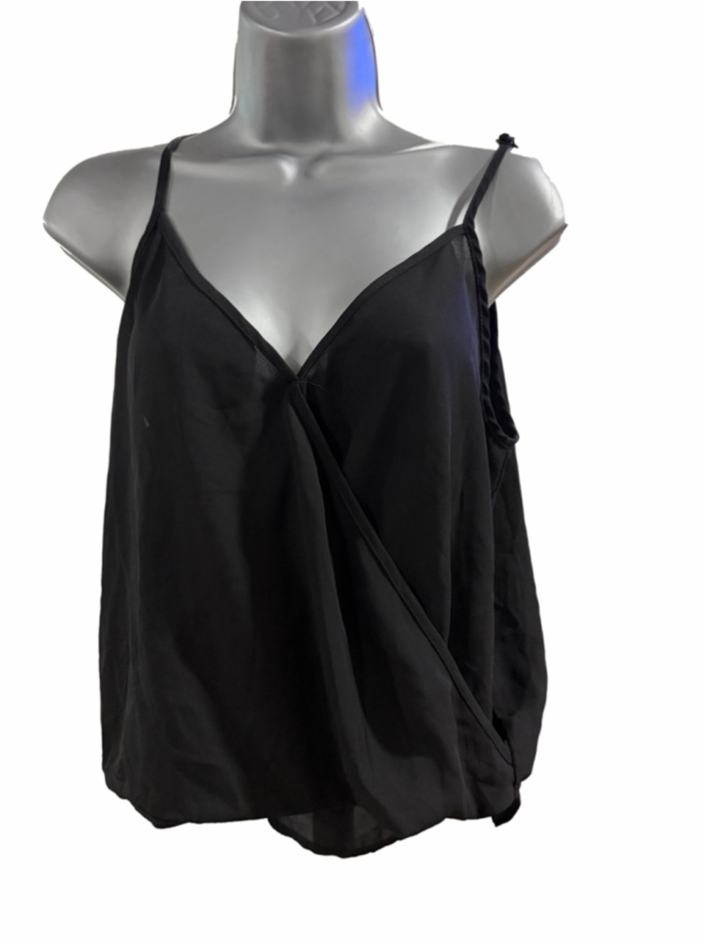 19. Women's Ambiance Apparel Black Sleeveless Wrap Camisole Top Size M